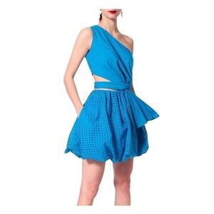 AGGI by HALEWSKI Asymmetrical Sleeveless Bubble Hem Mini Dress Bluetiful Size 2